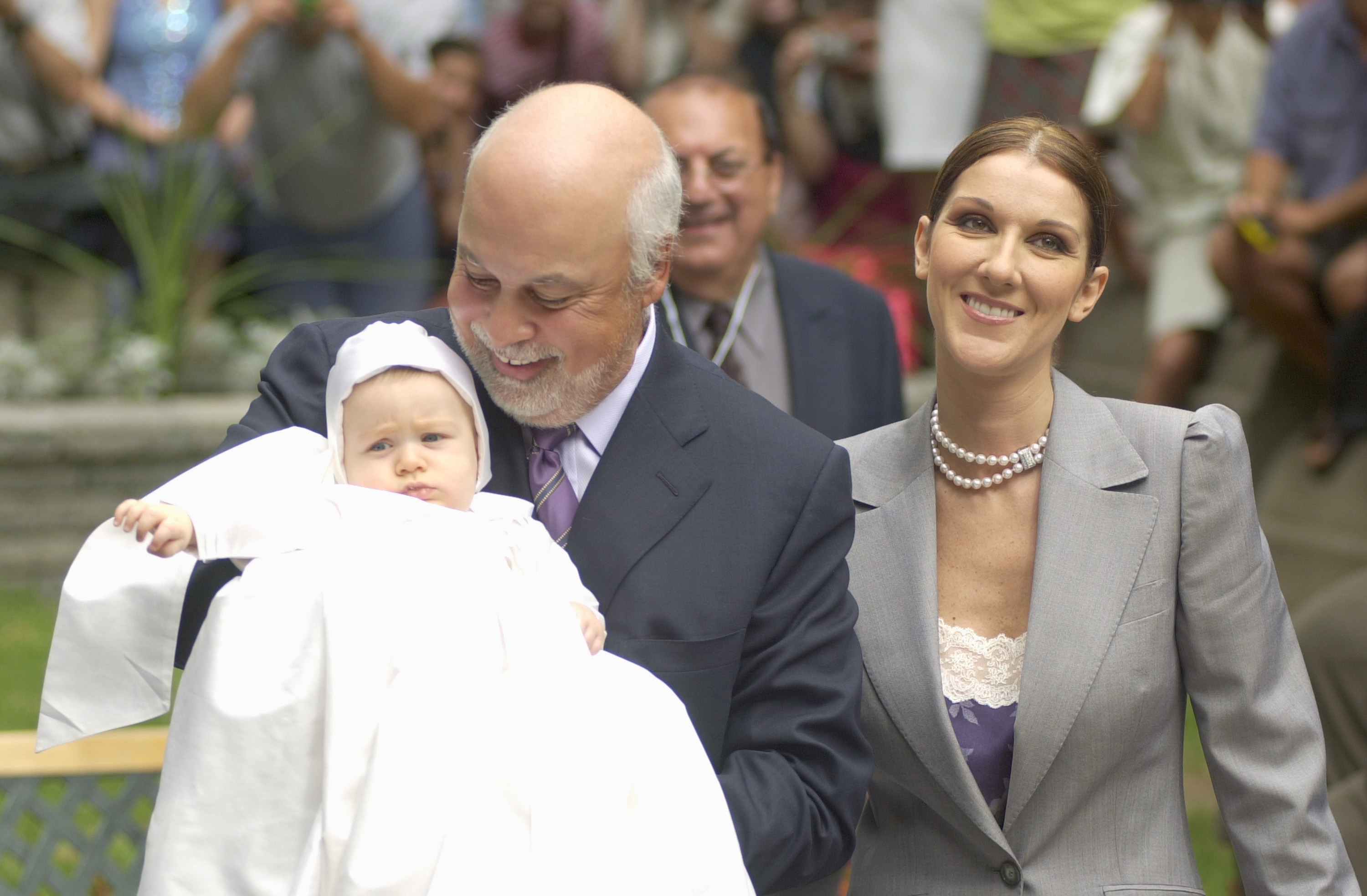 Celine Dion, Rene-Charles and Rene Angelil at the chapel of the Notre-Dame Basilica on July 25, 200 in Montreal, Canada. | Source: Getty Images