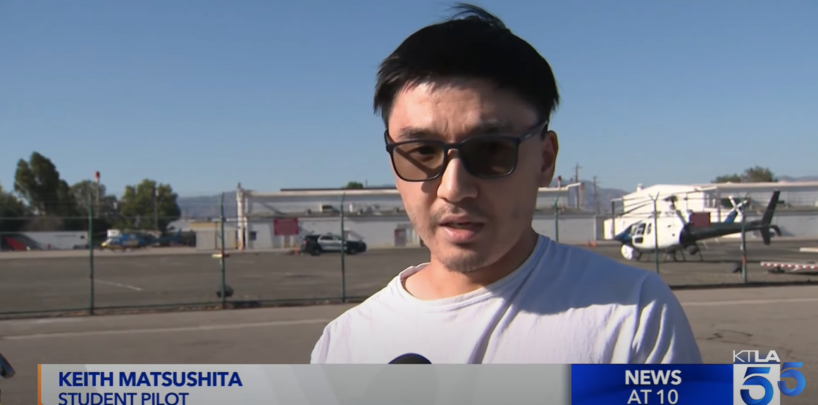 Student pilot Keith Matsushita | Source" Youtube.com/KTLA 5