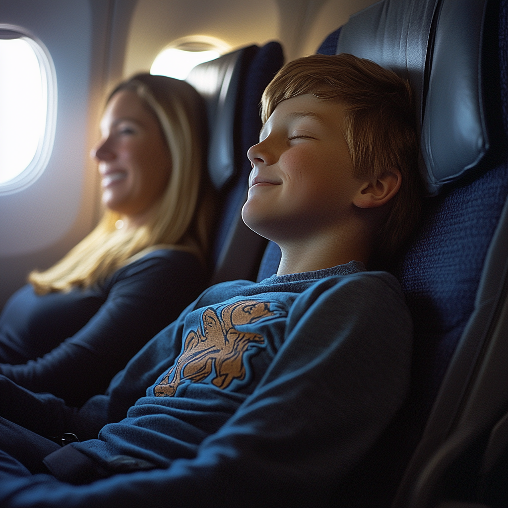 A proud mother sits with her happy son | Source: Midjourney